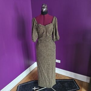 Vtg. Old Hollywood Gold/Black Vixen Evening Gown